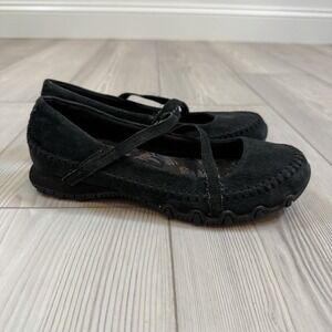 Skechers Relaxed Fit Bikers Free Thinker Womens 7 Black Suede Flats SN: 49012
